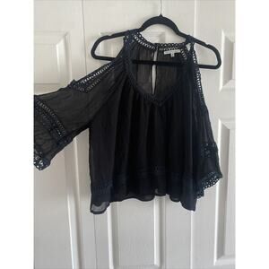 Rebecca Minkoff Womens Medium Black Peppa Cold Shoulder Lace‎ Top Whimsigoth